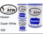 Preview: Nissan, Super White, 326: 500ml Lackdose + 500ml Klarlack + 250ml Härter - Set, von ATW Autoteile West.